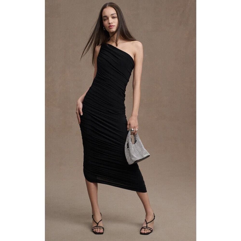 New Anthropologie Normali Kamali Diana One Shoulder Ruched Dress